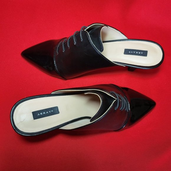 Array Jessie Womens Oxford Faux Leather Mules 8.5 W Black Synthetic - Picture 10 of 11